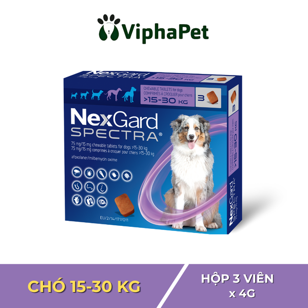 NexGard SPECTRA - Viên nhai phòng & trị nội, ngoại ký sinh dành cho chó size L (15 - 30kg)