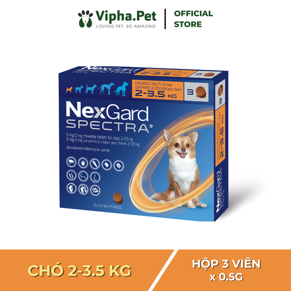 NexGard SPECTRA - Viên nhai phòng & trị nội, ngoại ký sinh dành cho chó size XS (2 - 3,5kg)