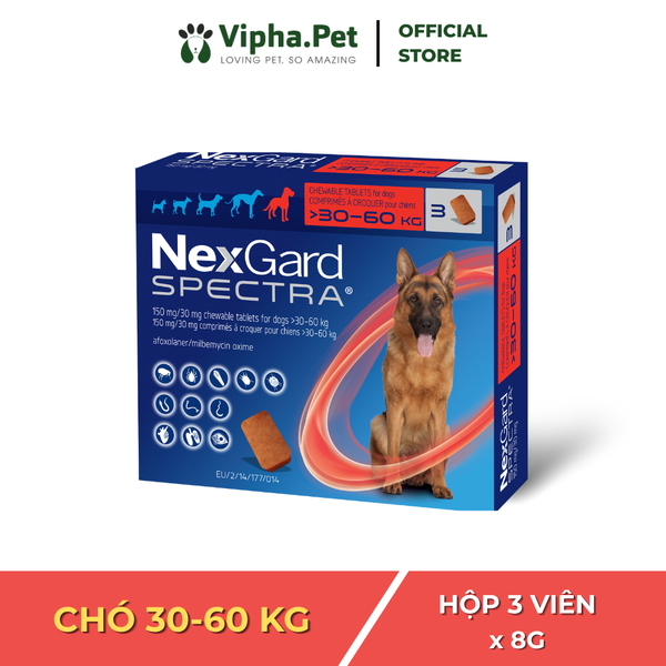 NexGard SPECTRA - Viên nhai phòng & trị nội, ngoại ký sinh dành cho chó size XL (30 - 60kg)