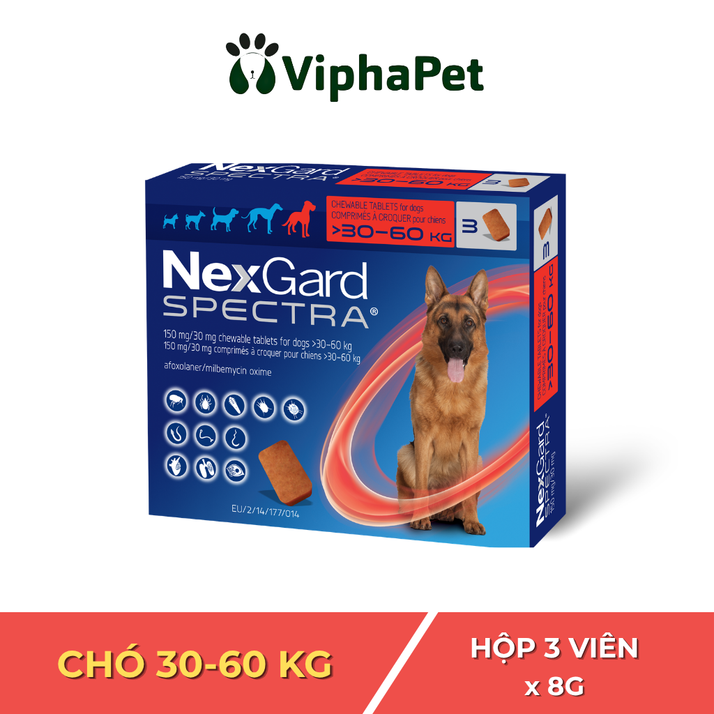  NexGard SPECTRA - Viên nhai phòng & trị nội, ngoại ký sinh dành cho chó size XL (30 - 60kg) 
