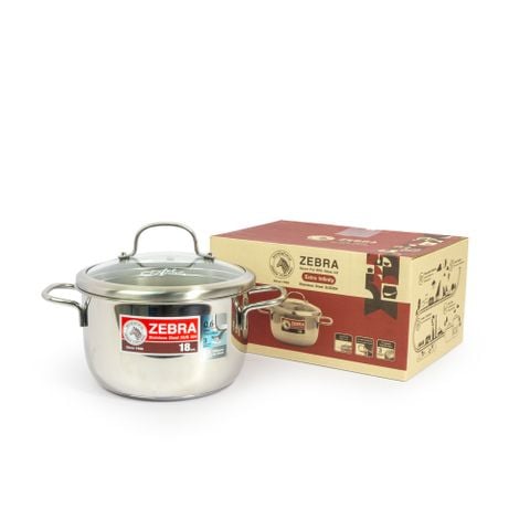 Nồi Inox Zebra Extra Infinity 3 đáy 18cm, 2.5L nắp kính - 162096