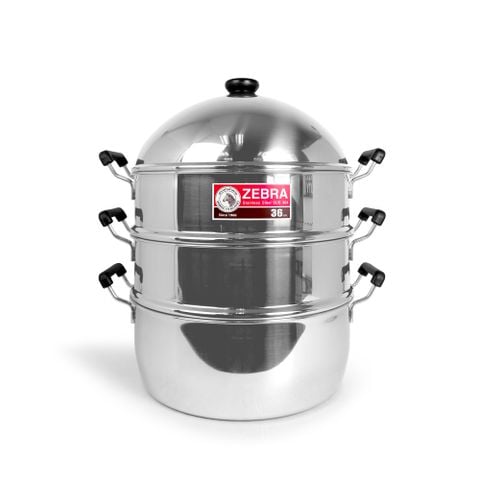 Bộ xửng hấp Inox Zebra Friendly, 3 tầng, 36cm - 164636  || 3 level steamer Zebra Friendly 36cm - 164636