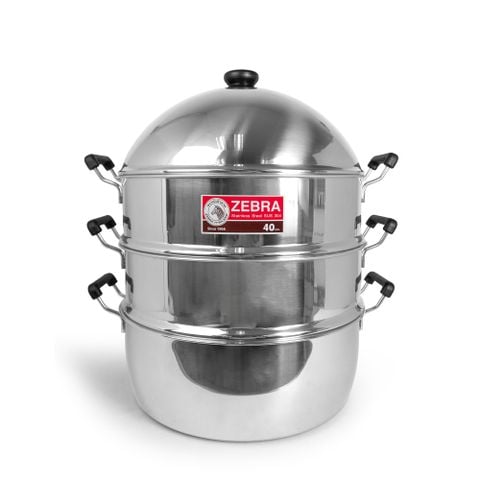 Bộ xửng hấp Inox Zebra Friendly, 3 tầng, 40cm - 164640  || 3 level steamer Zebra Friendly 40cm - 164640