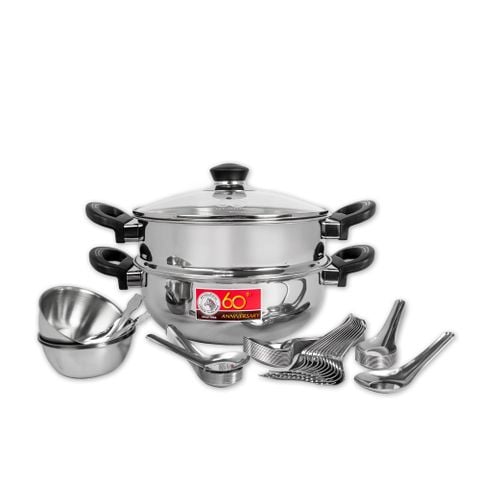 Bộ nồi xửng Zebra Together 60yrs, 26cm, kèm chén và muỗng - 185395