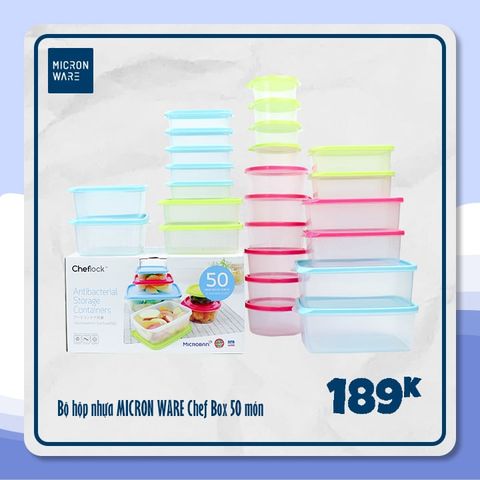 Bộ 25 hộp nhựa kháng khuẩn Chef Box Micron Ware - 6076/25 || Set of 25 Chef plastic containers - 6076/25