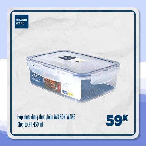 Hộp nhựa đựng thực phẩm Chef Lock 1,450ml - JCP0004 || Chef Lock Plastic Food Container 1450ml - JCP0004