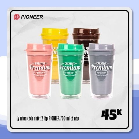 Ly nhựa 2 lớp có nắp Pioneer 700ml - PN139/7E-PS