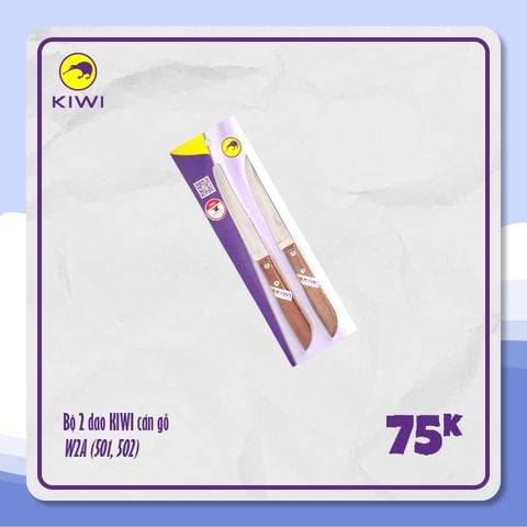 Bộ 2 dao KIWI gọt vỏ cán gỗ - W2A - New2024