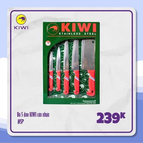 Bộ 5 dao Kiwi cán nhựa tiện lợi W5P || Set of 5 Kiwi knives with plastic handle W5P