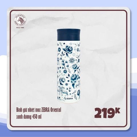 Bình Giữ Nhiệt Inox Kim Mã Thịnh Vượng kèm lọc trà 450ml - Lộc Phát Collection - 112906 ||  Oriental Blue - Stainless steel vacuum flask 450 ml - Loc Phat Collection - 112906
