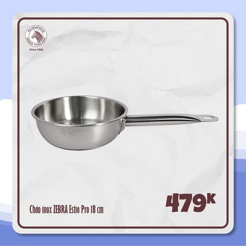 Chảo Inox Zebra Estio 3 đáy 18cm - 175088