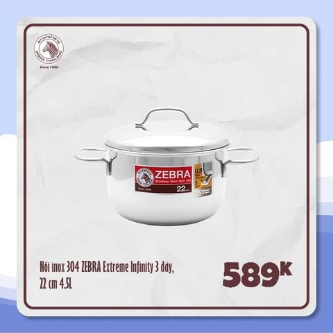 Nồi Inox 304 3 đáy Extreme Infinity 22cm 4.5L - 162288 || Extreme Infinity 3-layer-bottom stainless steel pot 22cm 4.5L - 162288