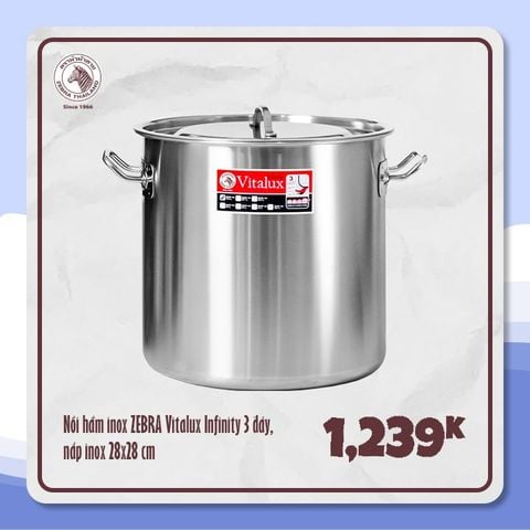 Nồi hầm cao 3 đáy Vitalux Infinity 28x28cm, 17.2L - 171338 || Vitalux Infinity 3-layer-bottom stockpot 28x28cm, 17.2L - 171338