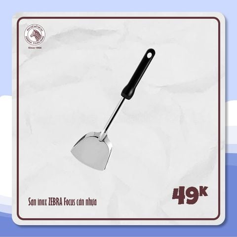 Sạn Inox 304 Zebra Focus cán nhựa - 104108 || Focus stainless steel spatula with plastic handle - 104108
