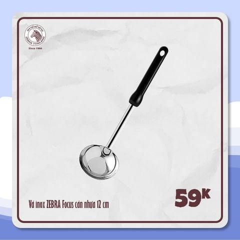 Vá (Mui) Inox Zebra Focus cán nhựa 12cm - 105233 || Stainless Steel Ladle with Plastic Handle - 12cm - 105233