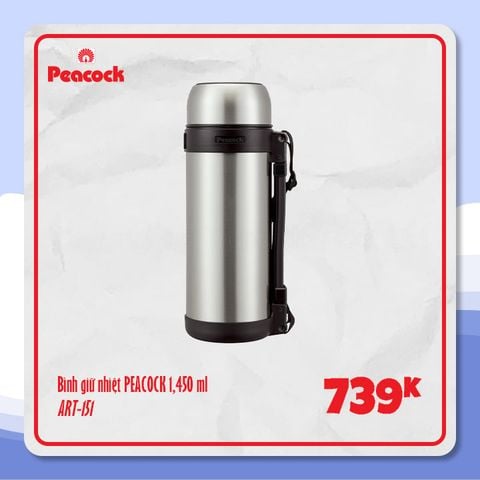 Bình giữ nhiệt Peacock 1.45L - ART-151 || Peacock Vacuum Bottle 1.45L ART-151