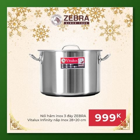 Nồi hầm 3 đáy Zebra Vitalux Infinity 28x20cm, 12L - 171346 || Vitalux Infinity 3-layer-bottom stockpot 28x20cm, 12L - 171346
