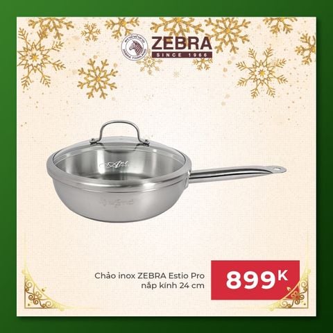 Chảo Inox Zebra Estio Pro nắp kính 24cm - 175102