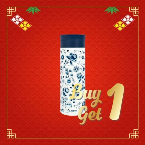 Bình Giữ Nhiệt Inox Kim Mã Thịnh Vượng kèm lọc trà 450ml - Lộc Phát Collection - 112906 ||  Oriental Blue - Stainless steel vacuum flask 450 ml - Loc Phat Collection - 112906
