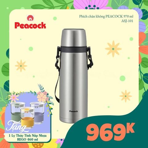Bình giữ nhiệt Peacock 970ml - ASJ-101 || Peacock Vacuum Bottle 970ml - ASJ-101