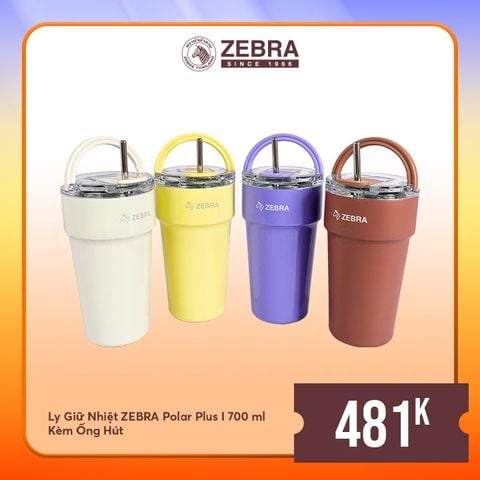 Ly giữ nhiệt Zebra Polar Plus 700ml kèm ống hút - 912735