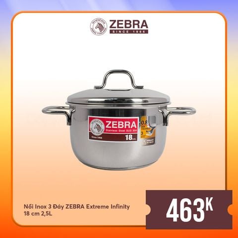Nồi inox Zebra Extreme Infinity 3đáy 18cm -  2,5L - 162286