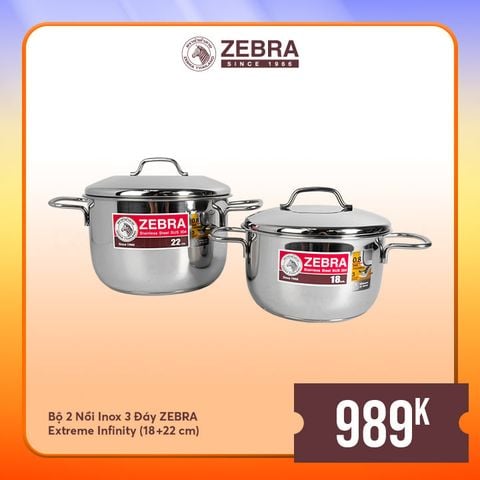 Bộ nồi Inox 3 đáy 18cm + 22cm Extreme Infinity - 180820 || Extreme Infinity 3-layer-bottom cookware set - 18cm + 22cm - 180820