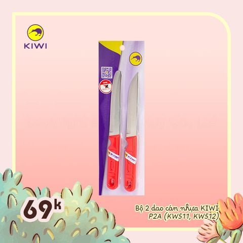 Bộ 2 dao KIWI gọt vỏ cán nhựa - P2A