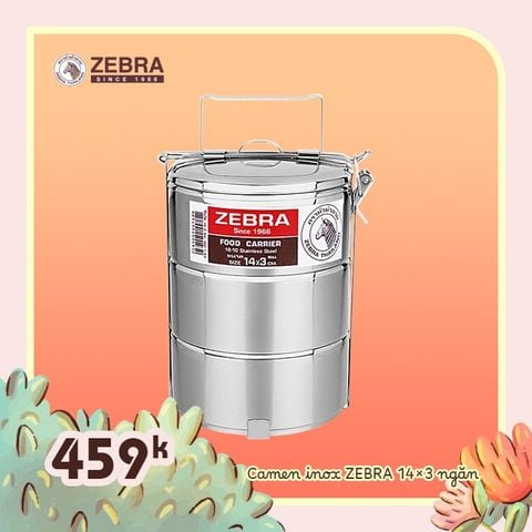 Camen Inox Zebra 14cm 3 ngăn - 150143 || 3-compartment stainless steel mess kit 14cm - 150143