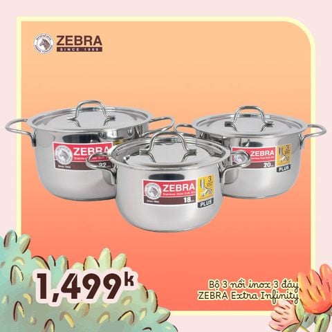 Bộ nồi 3 đáy Extra Infinity (0.6mm) 18cm - 20cm - 22cm - 180827 || Extra Infinity 3-layer-bottom cookware set (0.6mm) 18cm - 20cm - 22cm
