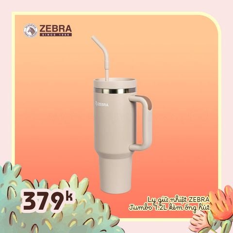 Ly giữ nhiệt Zebra Jumbo 1.2L kèm ống hút - 912627