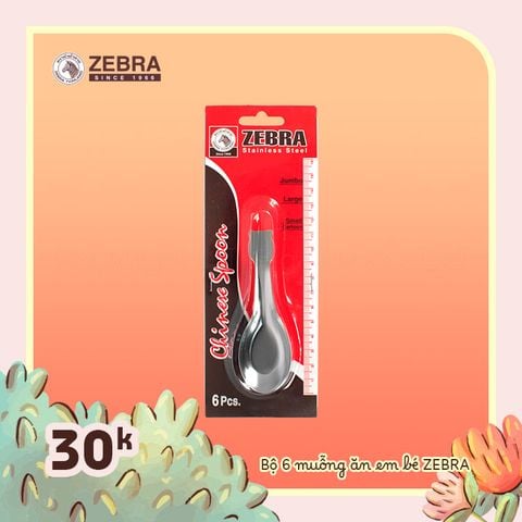 Bộ 6 muỗng inox Zebra cho bé - 100181 || Set of 6 baby spoons - 100181