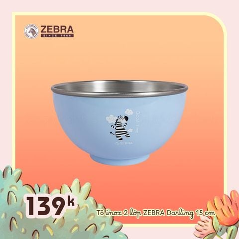 Tô Inox 304 cách nhiệt Zebra Darling 15cm - 135202 || Darling Heat Insulated Stainless Steel Bowl 15cm - 135202