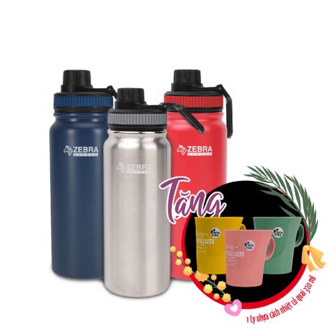Bình Giữ Nhiệt ZEBRA Active II 600ml kèm lưới lọc trà - 112808 || Active II Vacuum Bottle 600ml - SUS304