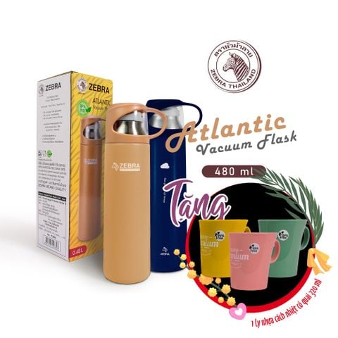 Bình giữ nhiệt Inox 304 ZEBRA Atlantic 480ml - 112630 || Atlantic stainless steel vacuum bottle 480ml - 112630