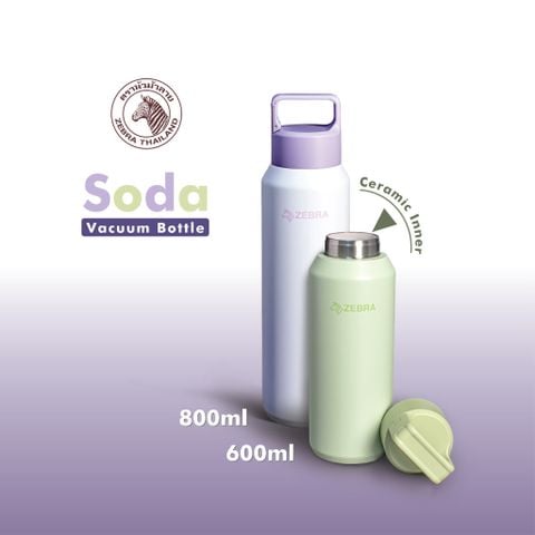 Bình giữ nhiệt phủ sứ Zebra Soda 600ml - 800ml có quai xách
