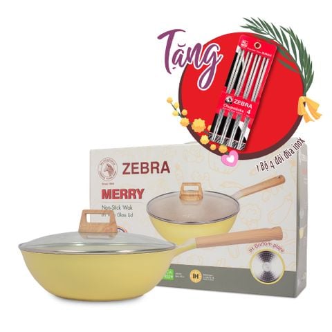Chảo chống dính ZEBRA vân đá 3 đáy nắp kính 30cm - 974103