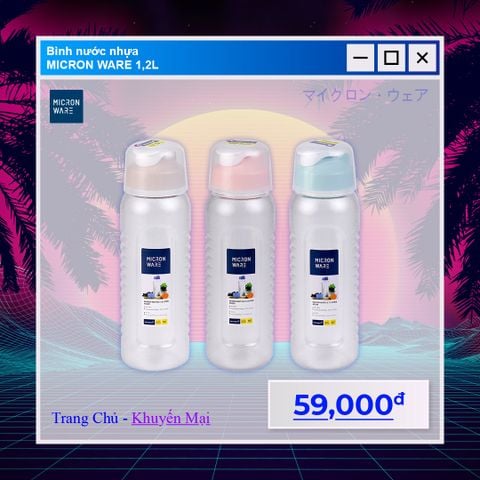 Bình nước nhựa 1,2L - 5229 || Water Bottle 1.2L - 5229
