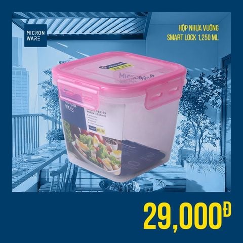 Hộp nhựa đựng thực phẩm Smart Lock - 1,250ml - 6504 || Smart Lock plastic containers - 1,250ml - 6504