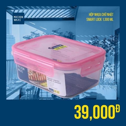 Hộp nhựa đựng thực phẩm Smart Lock - 1,300ml - 6506 || Smart Lock plastic containers - 1,300ml - 6506