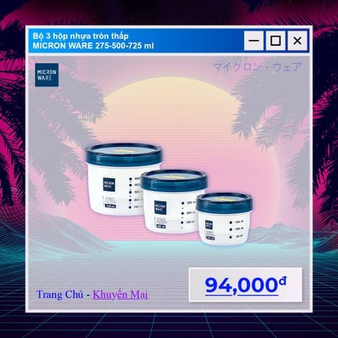 Bộ 3 hộp nhựa tròn kín hơi, kháng khuẩn (9630 + 9631 + 9632) - 9632/3 || Set of plastic cylinder containers 9632/3 (9630 + 9631 + 9632)