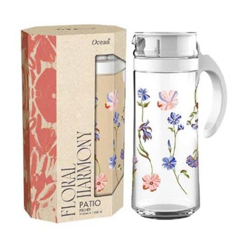 Bình thủy tinh Patio 1,2L in hoa - 3V1834401G0006 || Patio glass pitcher 1.2L - printed - 3V1834401G0006