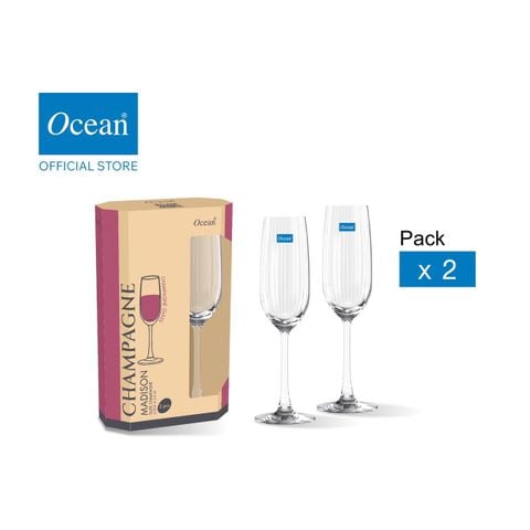 Bộ 2 ly rượu Ocean MADISON STRIPE Flute Champagne 210ml - N25