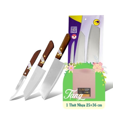 Bộ 3 dao KIWI đa năng cán gỗ - W3A