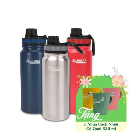 Bình Giữ Nhiệt ZEBRA Active II 600ml kèm lưới lọc trà - 112808 || Active II Vacuum Bottle 600ml - SUS304