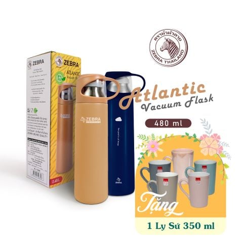 Bình giữ nhiệt Inox 304 ZEBRA Atlantic 480ml - 112630 || Atlantic stainless steel vacuum bottle 480ml - 112630