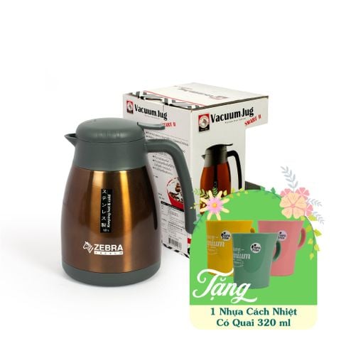 Bình giữ nhiệt Inox Smart II 1L Zebra có quai và vòi rót - 112967 || Zebra Smart II stainless steel vacuum flask with spout and handle 1L - 112967