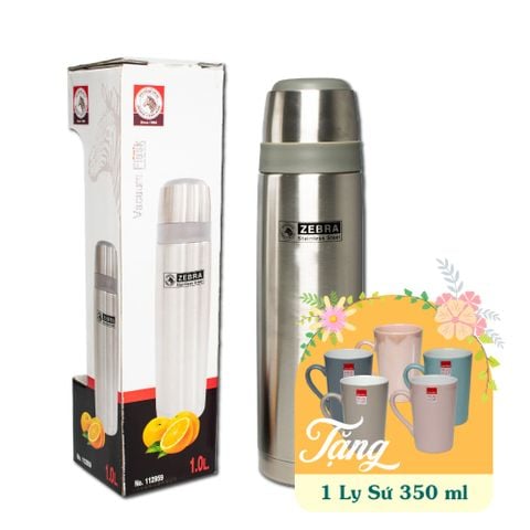 Bình giữ nhiệt Inox Zebra 1L Prima - 112959 || Prima Zebra stainless steel vacuum flask 1L - SUS304