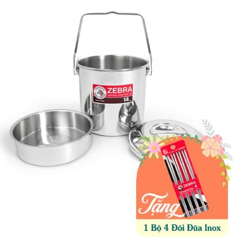 Camen Inox 304 Zebra 14cm có ngăn phụ - 151614 || Stainless steel mess kit 14cm - 151614
