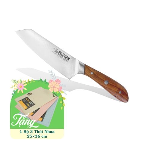 Dao Inox Zebra Browny Japanese Cleaver cán gỗ 6.5